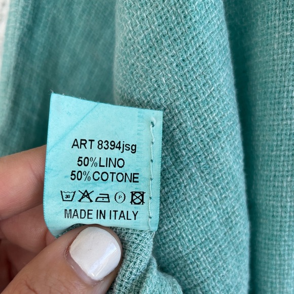 Meo Meli Linen Italian Teal Tunic Oversized Top sz L - Picture 5 of 6